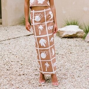SABO Sereno Maxi Skirt Women’s size 2 XS Cotton Tan White